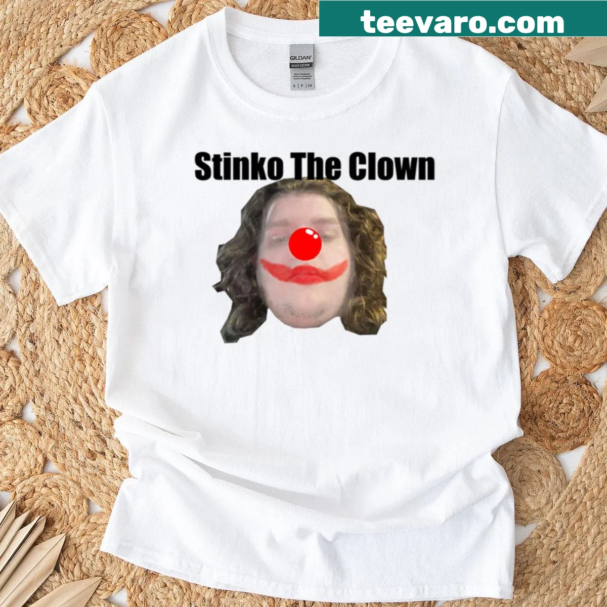 Edgy T-shirt featuring a cartoon illustration of Drake as a clown — on a men's t-shirt