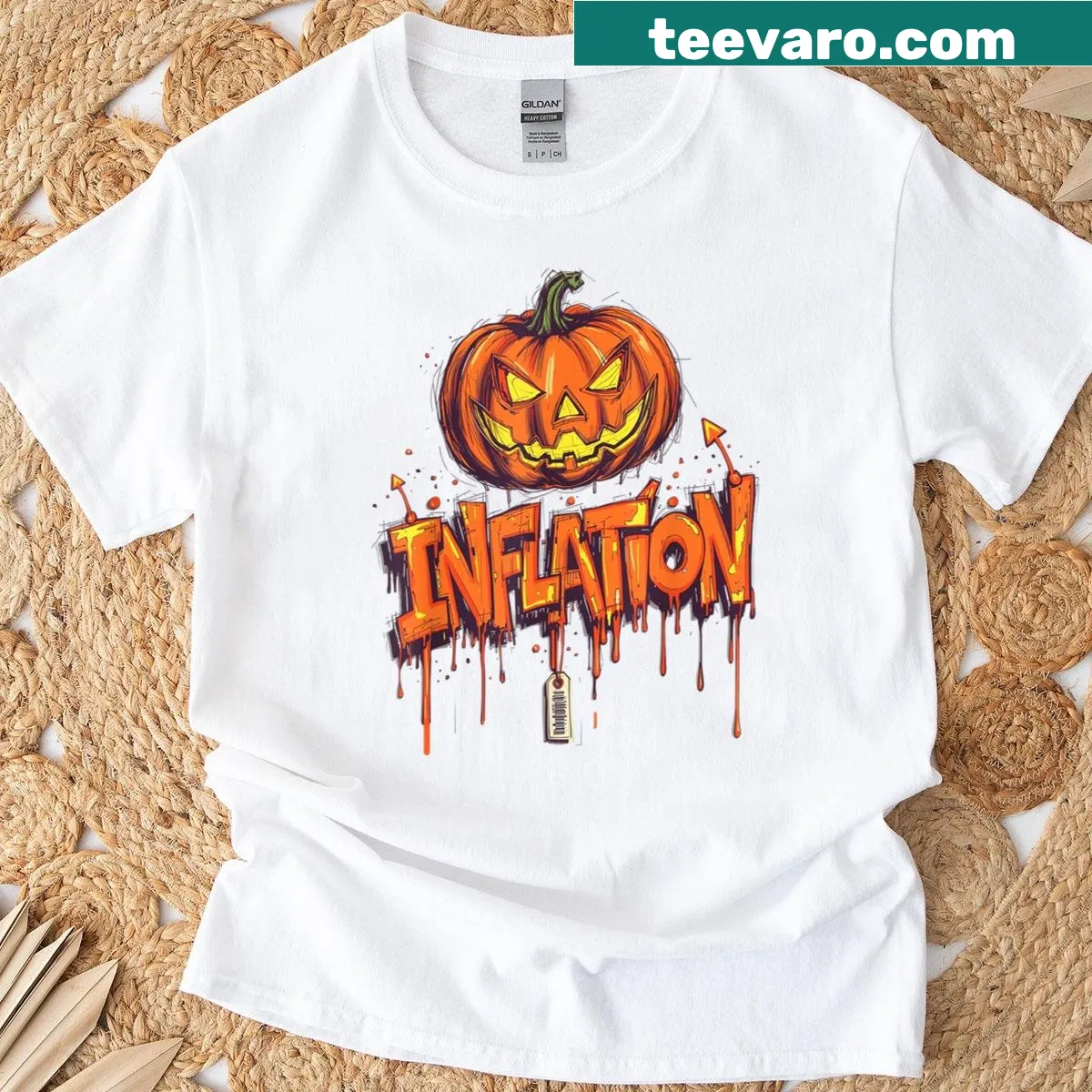 Funny Halloween T-shirt with the phrase about inflation as a costume — on a men's t-shirt