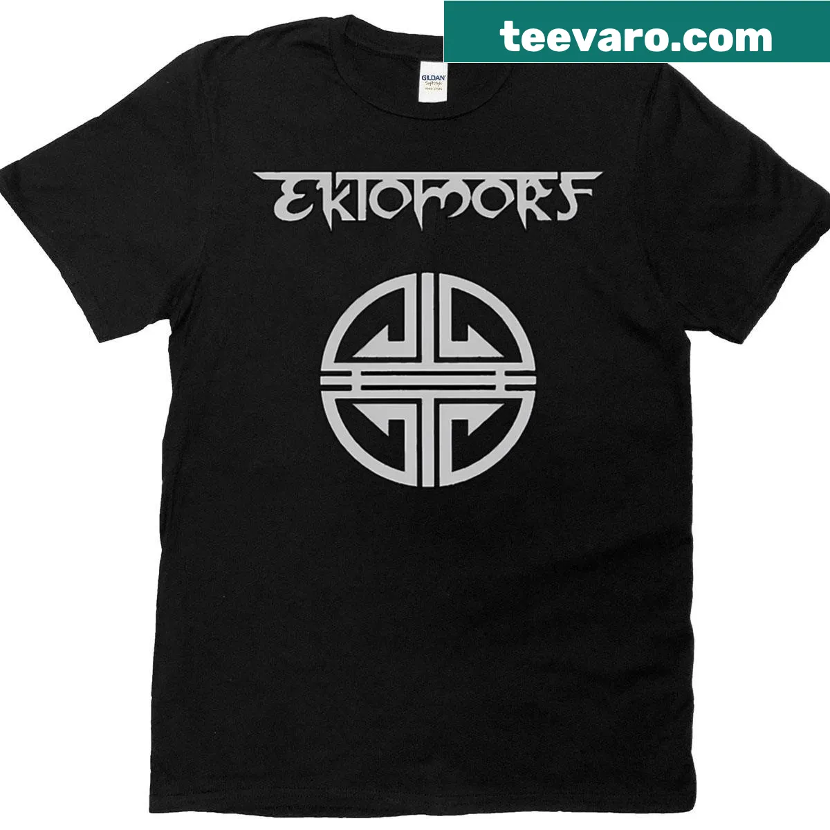 Ektomorff band logo printed on a casual t-shirt — on a men's t-shirt