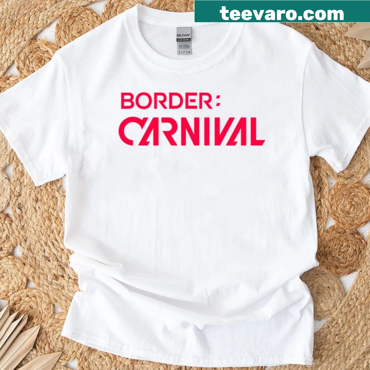 Enhypen border carnival logo T-shirt design — on a men's t-shirt