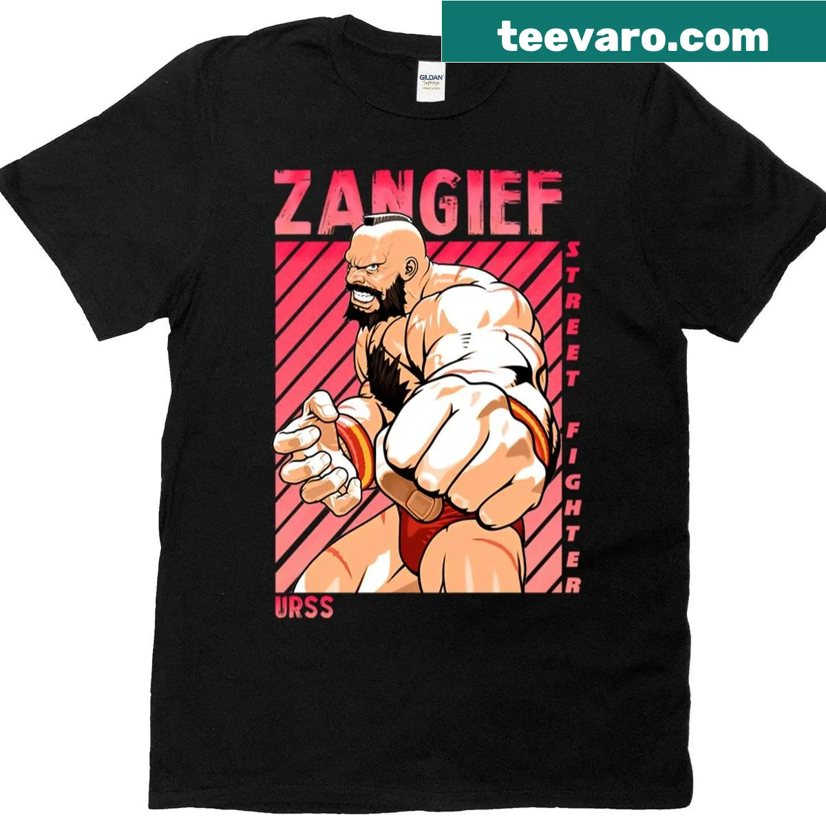 Illustration of Zangieff fighter on T-shirt. — on a men's t-shirt