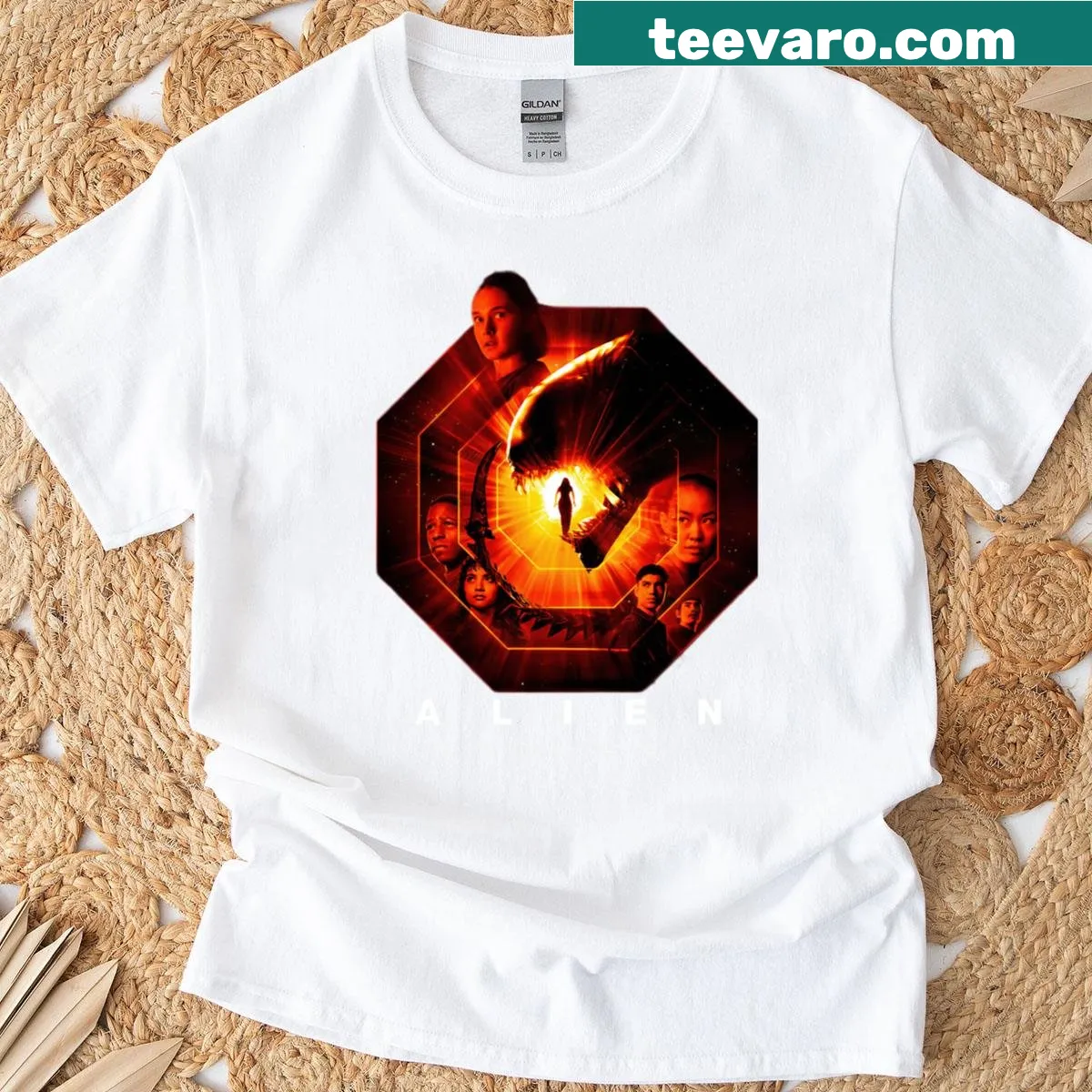 Vintage horror film logo T-shirt for Halloween — on a men's t-shirt