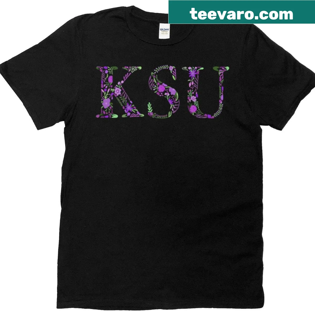 Elegant Floral KSU typography shirt design — on a men's t-shirt