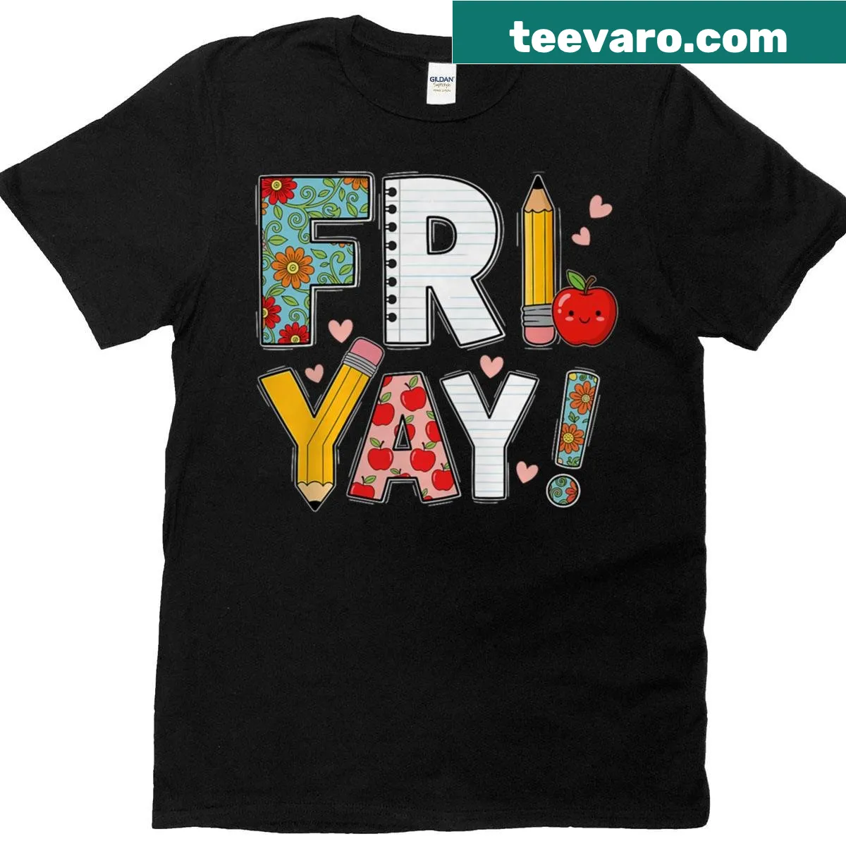 Cheerful 'Fri Yay' graphic T-shirt for teachers. — on a men's t-shirt