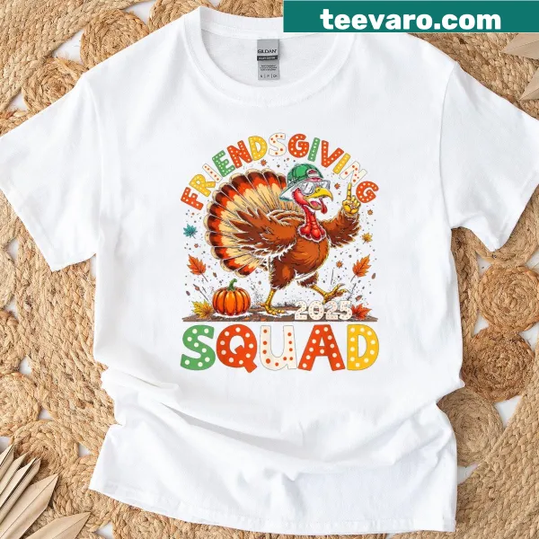 Cartoon turkey and pumpkin graphic t-shirt for Thanksgiving celebrations