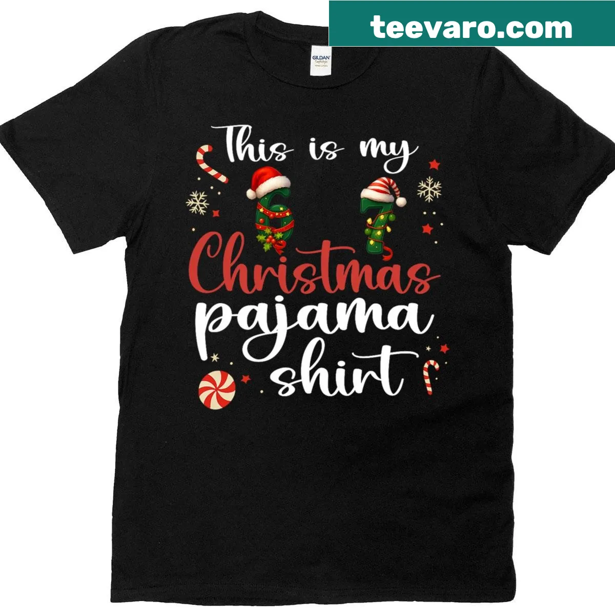 Funny 67 Christmas t-shirt with meme-inspired design — on a men's t-shirt