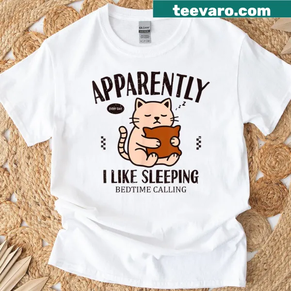 Funny T-shirt with text saying I like sleeping, for cat lovers
