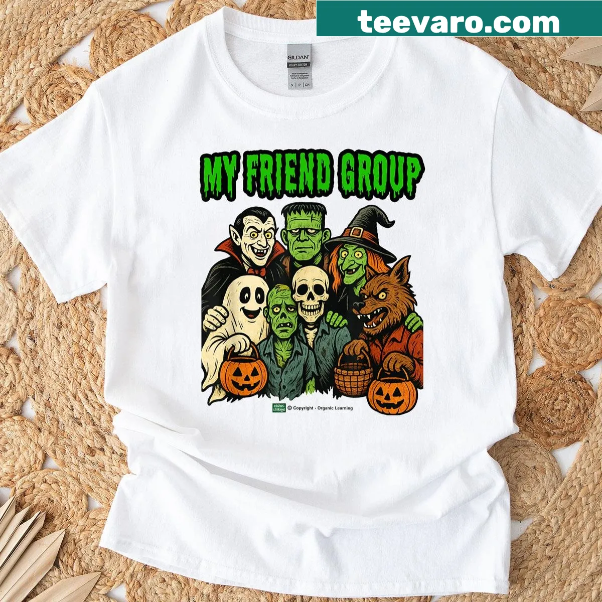 Cartoon Halloween monster design on a kids T-shirt — on a men's t-shirt