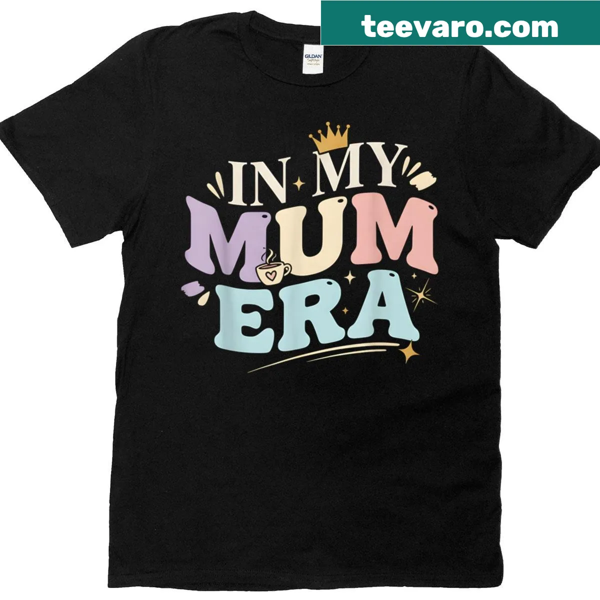 Cool Mom graphic with 'In My Blue Mum Era' text on T-shirt — on a men's t-shirt