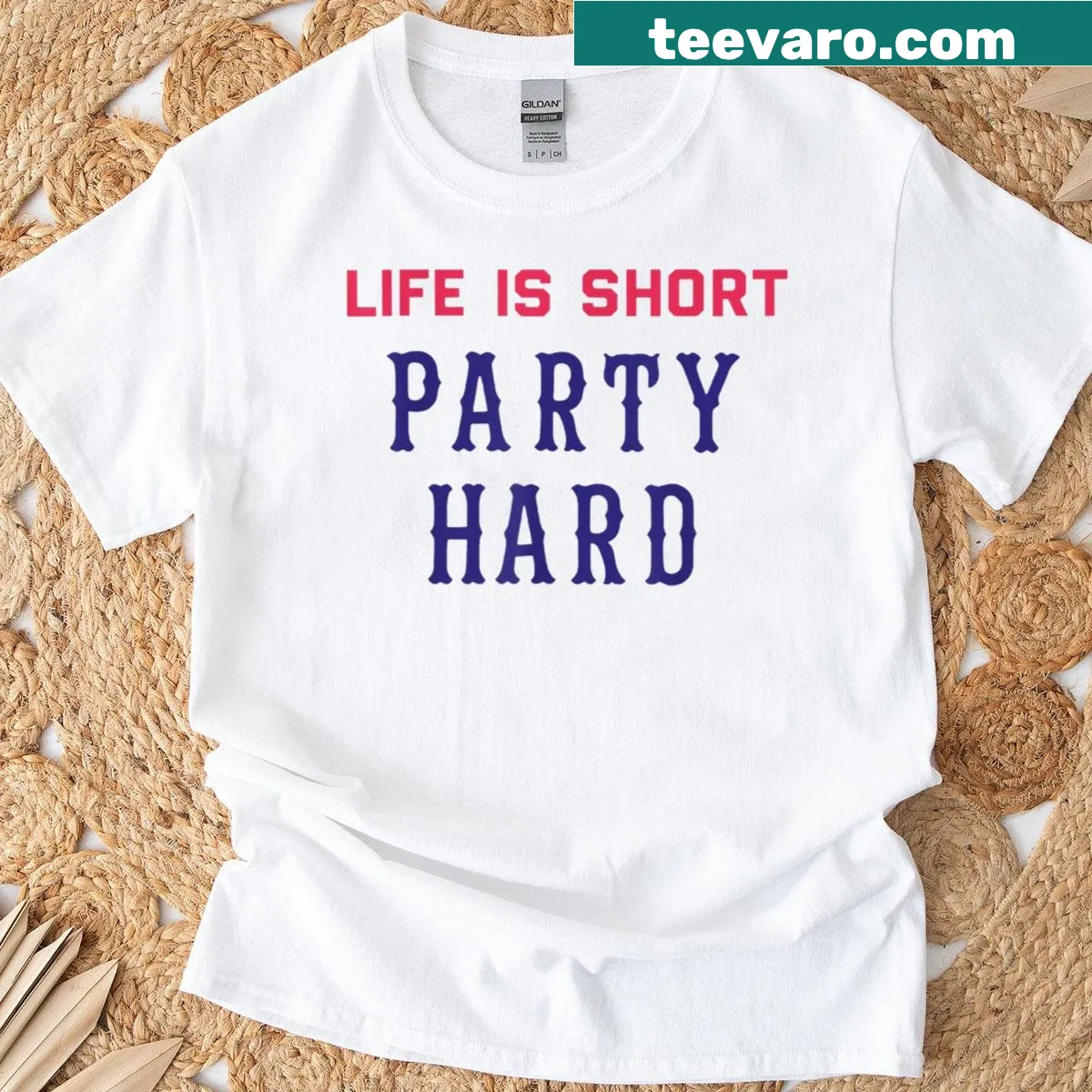 Funny slogan T-shirt promoting party lifestyle — on a men's t-shirt