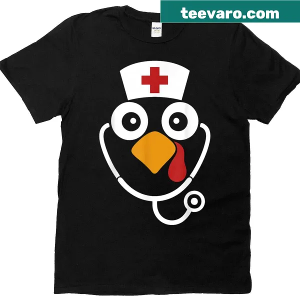 Funny Thanksgiving t-shirt featuring a comical chicken design for nurses