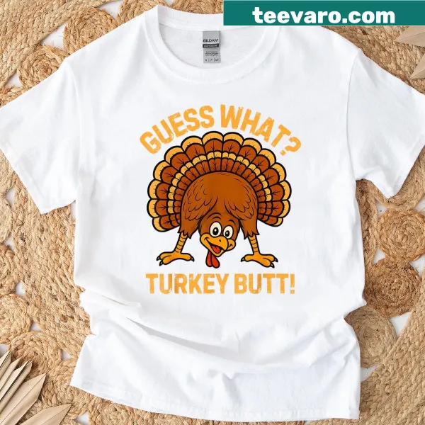Retro Thanksgiving T-shirt with Guess What Turkey Butt text