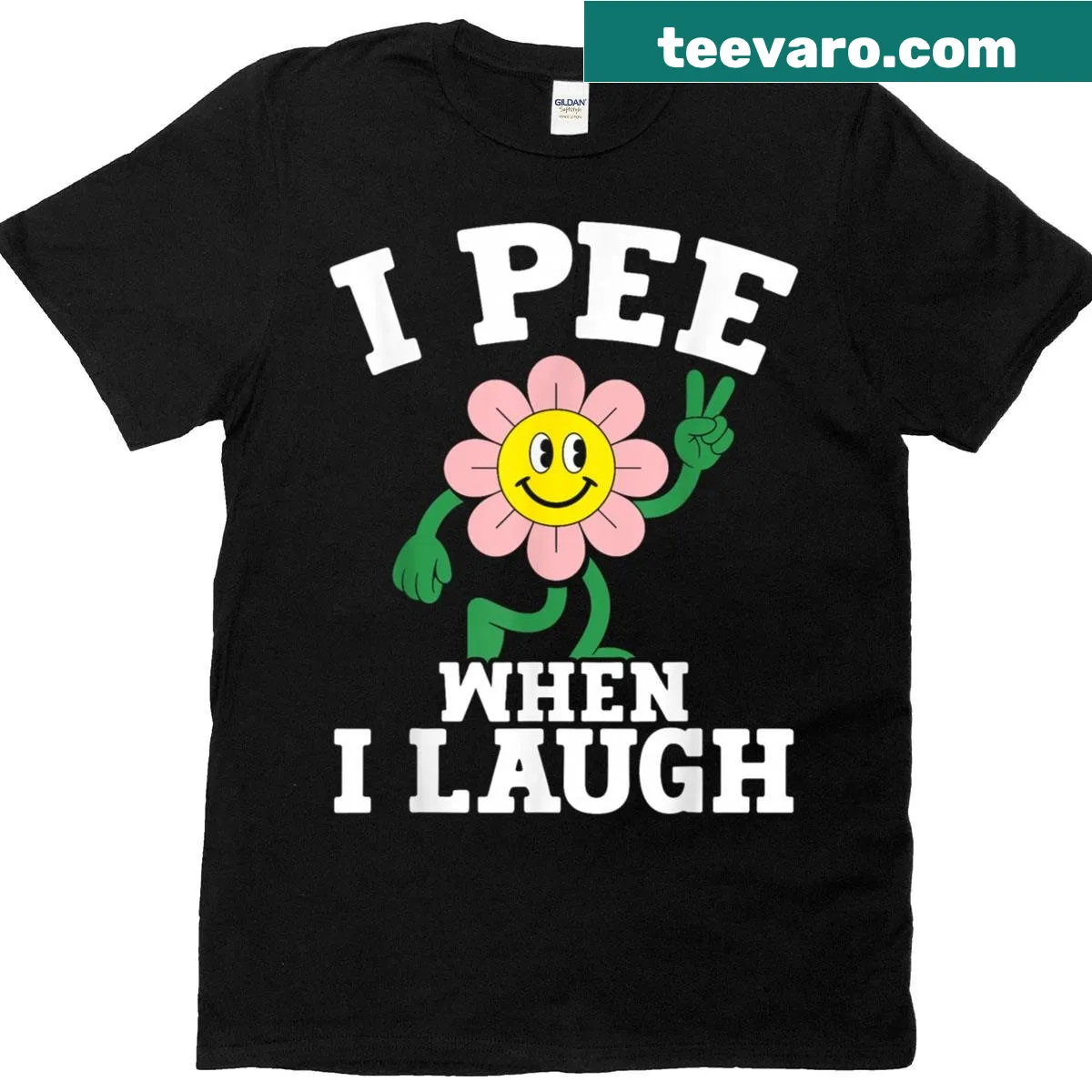 Floral graphic with 'I Pee When I Laugh' text on T-shirt — on a men's t-shirt