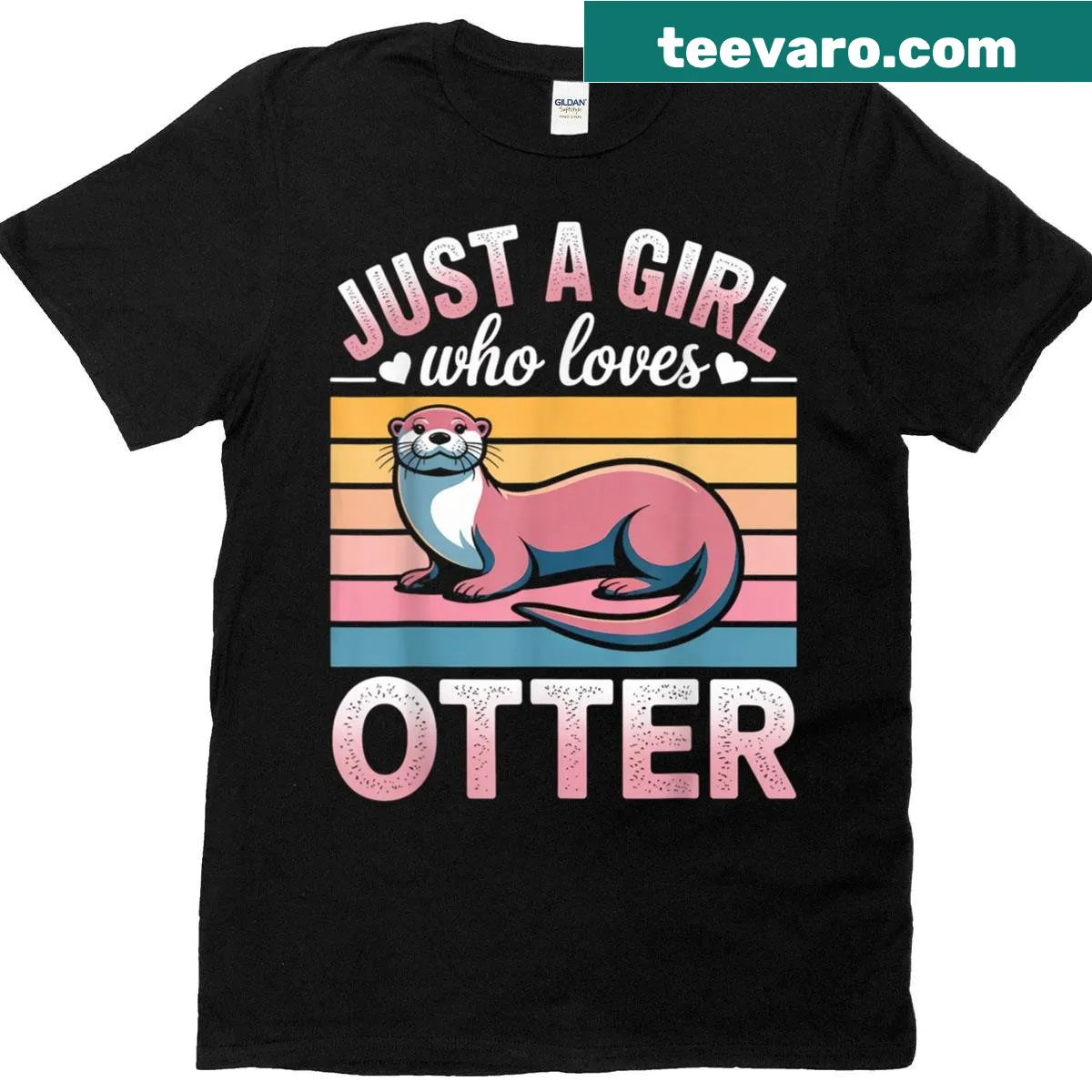 Cute t-shirt for kids featuring playful otter illustrations — on a men's t-shirt