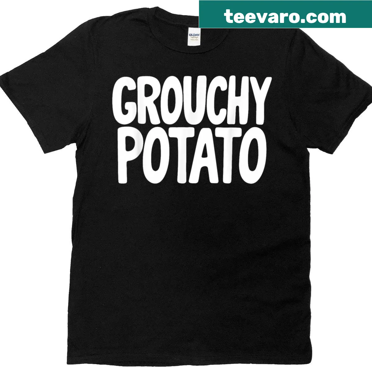 Couple matching t-shirts featuring a grouchy potato and sweet potato design. — on a men's t-shirt