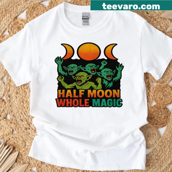 Goblin art shirt with half moon design