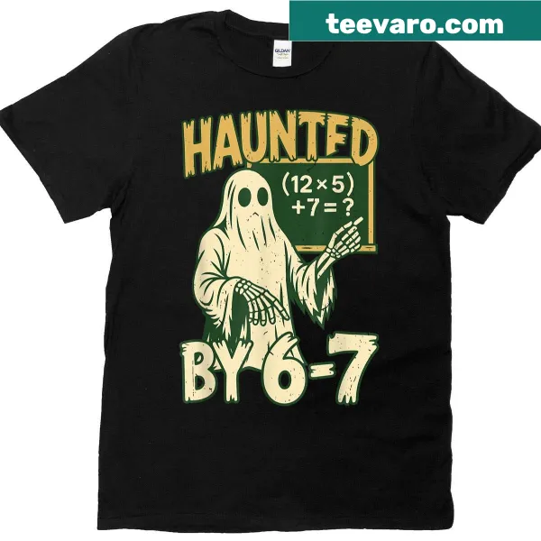 T-shirt with a haunted classroom and ghostly math teachers
