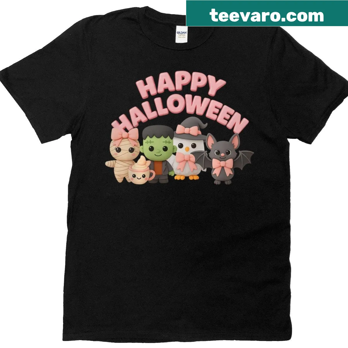 Kawaii design Halloween T-shirt with cute pastel characters — on a men's t-shirt