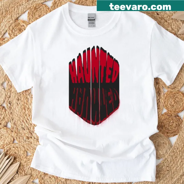 Minimalist ghost silhouette t-shirt with a spooky theme.