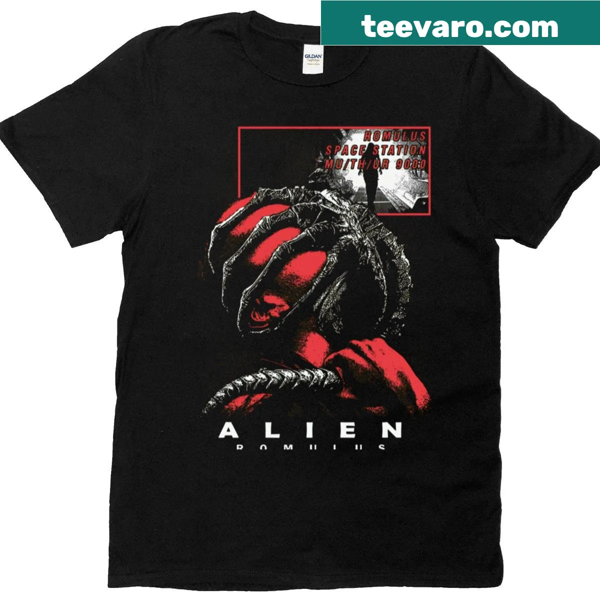 Vintage horror film logo graphic t-shirt — on a men's t-shirt