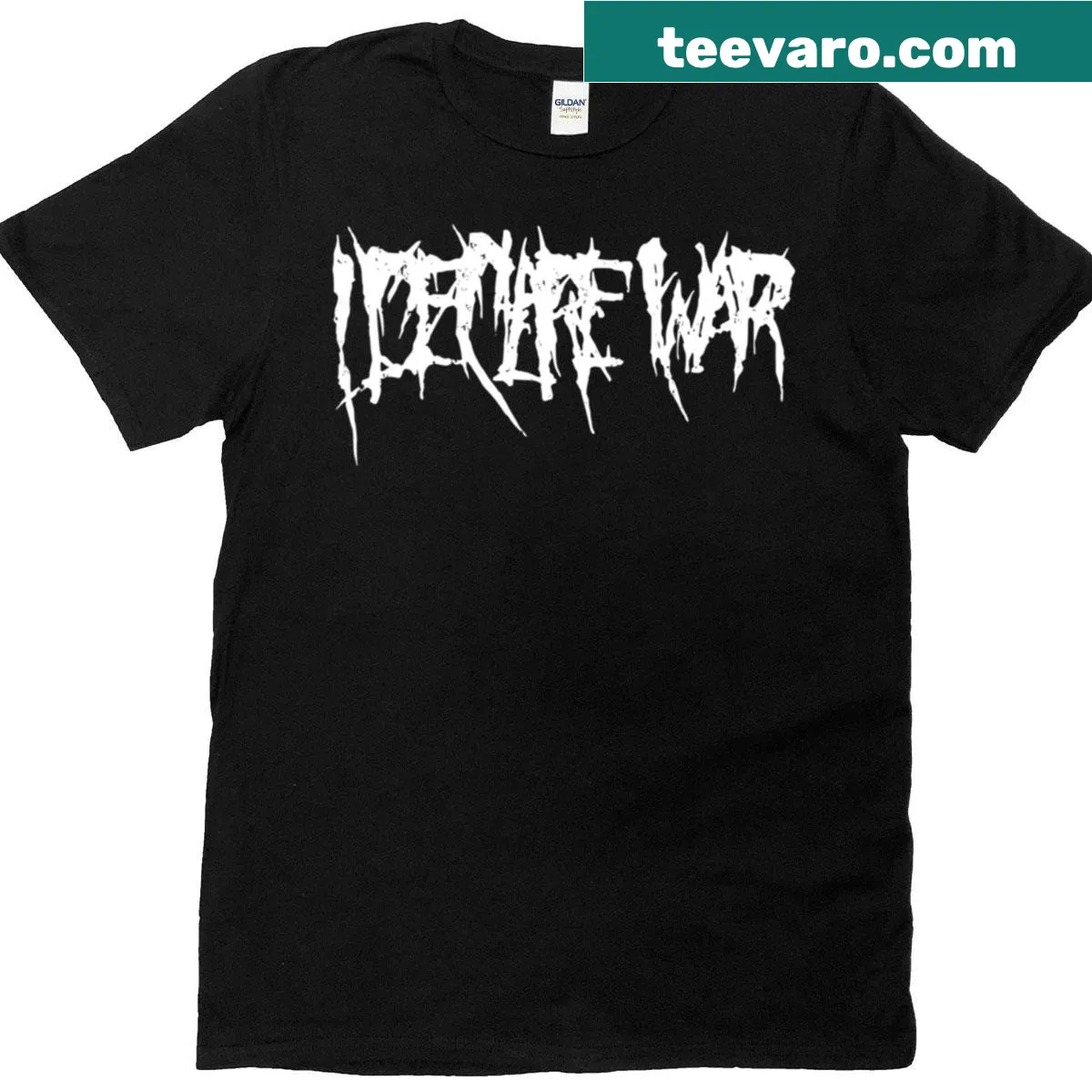 I Declare War band logo graphic T-shirt — on a men's t-shirt