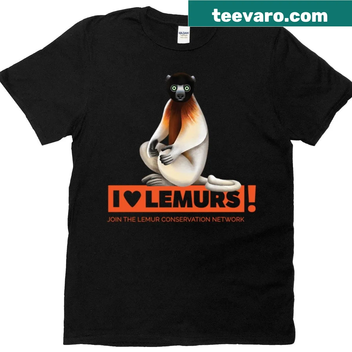 Crowned sifaka lemur graphic T-shirt — on a men's t-shirt