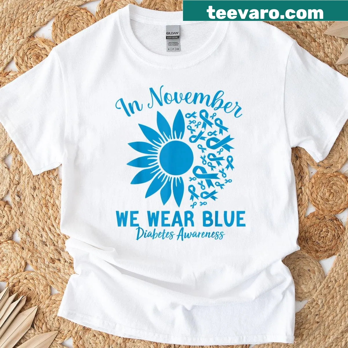 Text design T-shirt promoting diabetes awareness in November — on a men's t-shirt