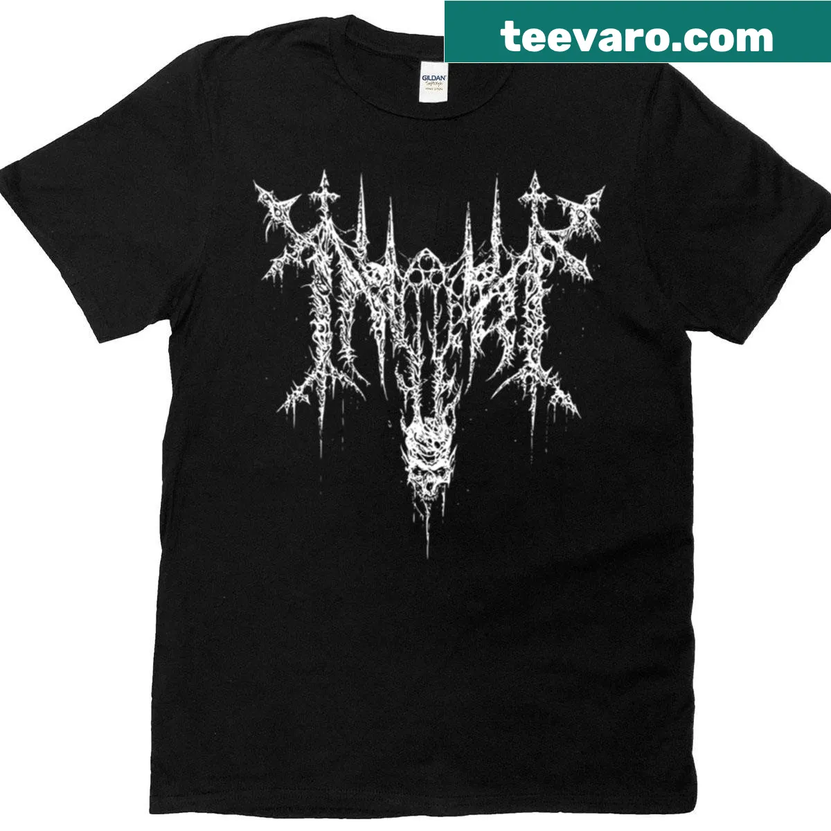 Oversized t-shirt featuring the high-definition logo of the band Inferi — on a men's t-shirt