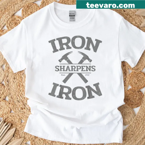 Inspirational T-shirt with 'Iron Sharpens Iron' text for workouts