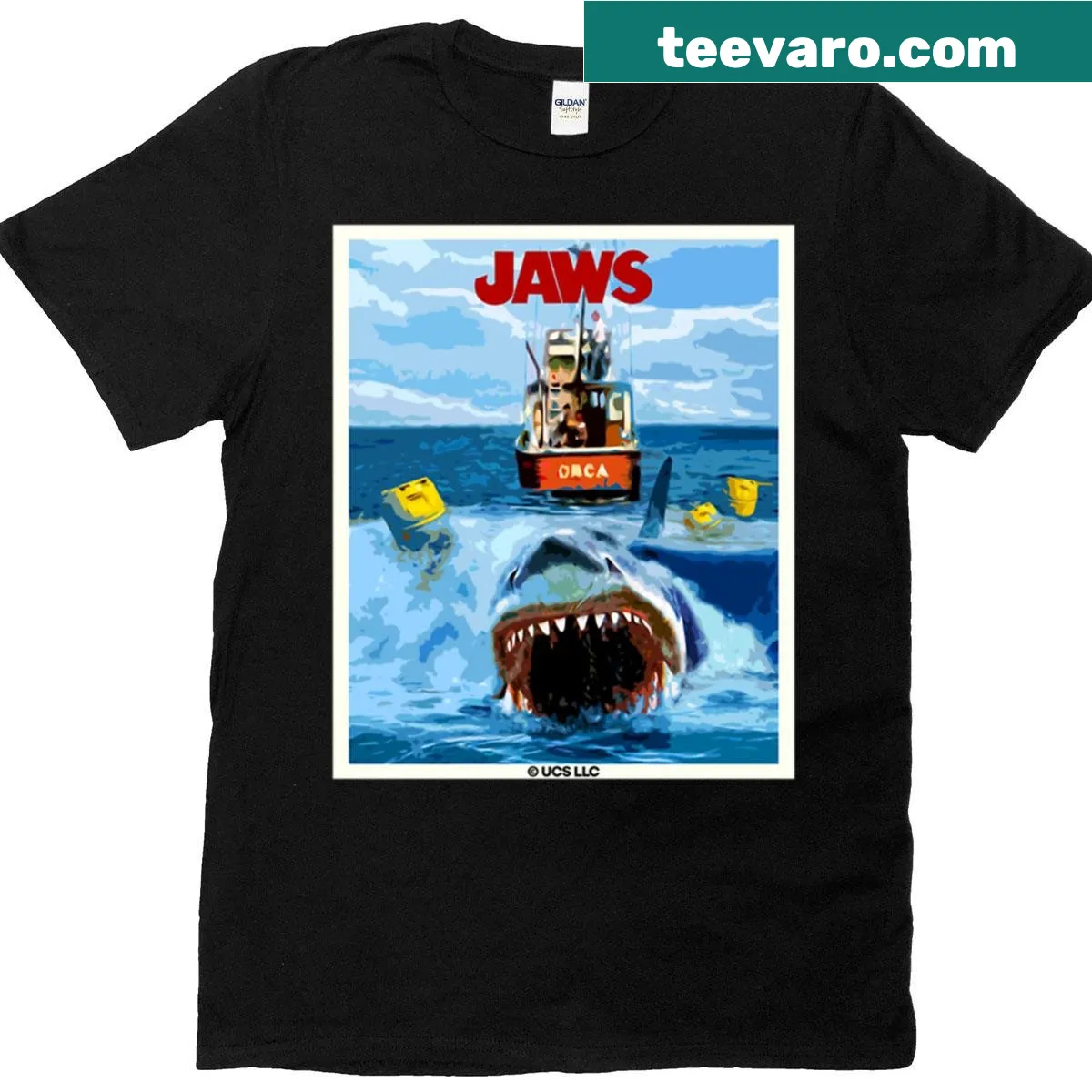 Officially licensed retro Jaws movie t-shirt for birthday gifts — on a men's t-shirt