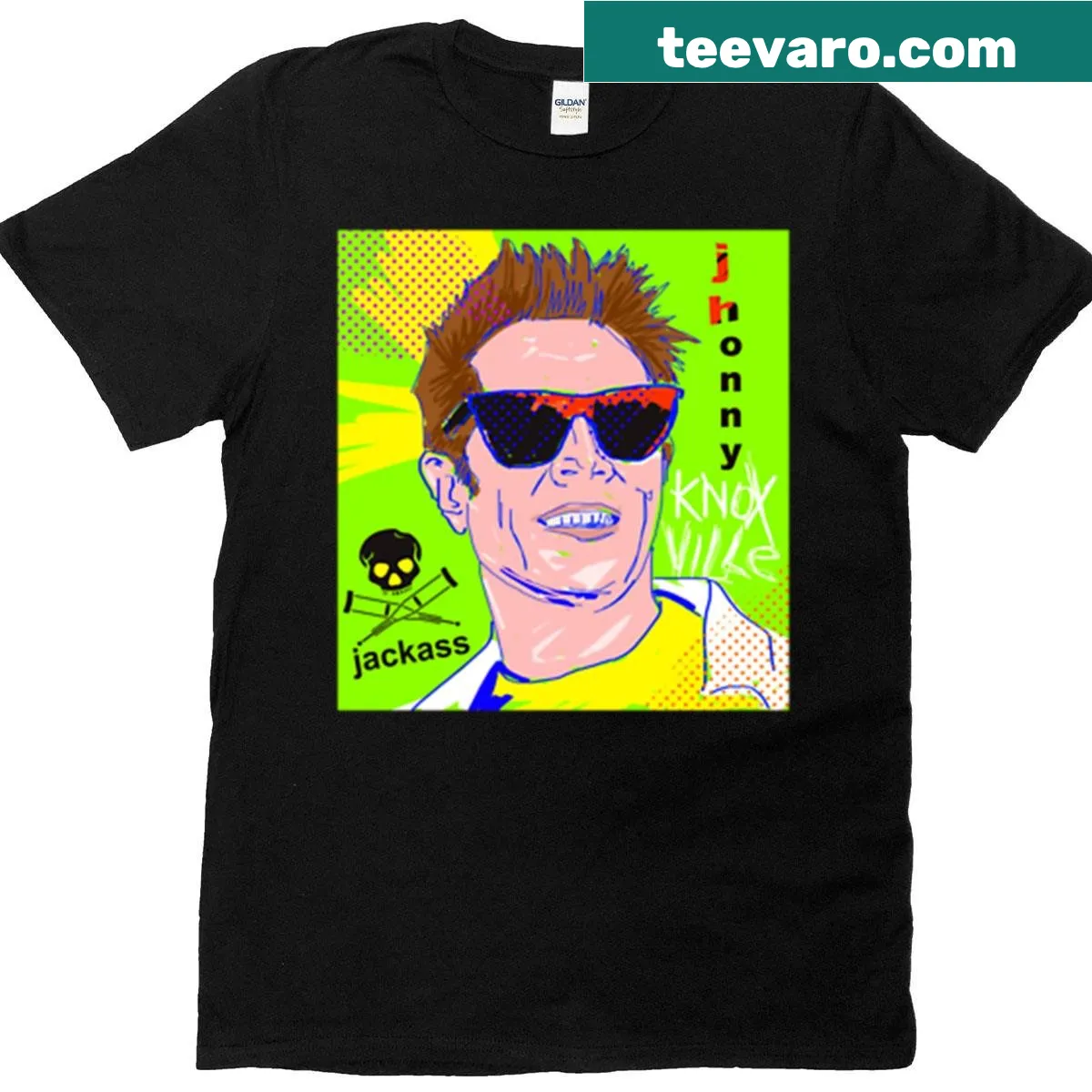 T-shirt featuring a tribute to Jhonny Knoxville and Jackass — on a men's t-shirt