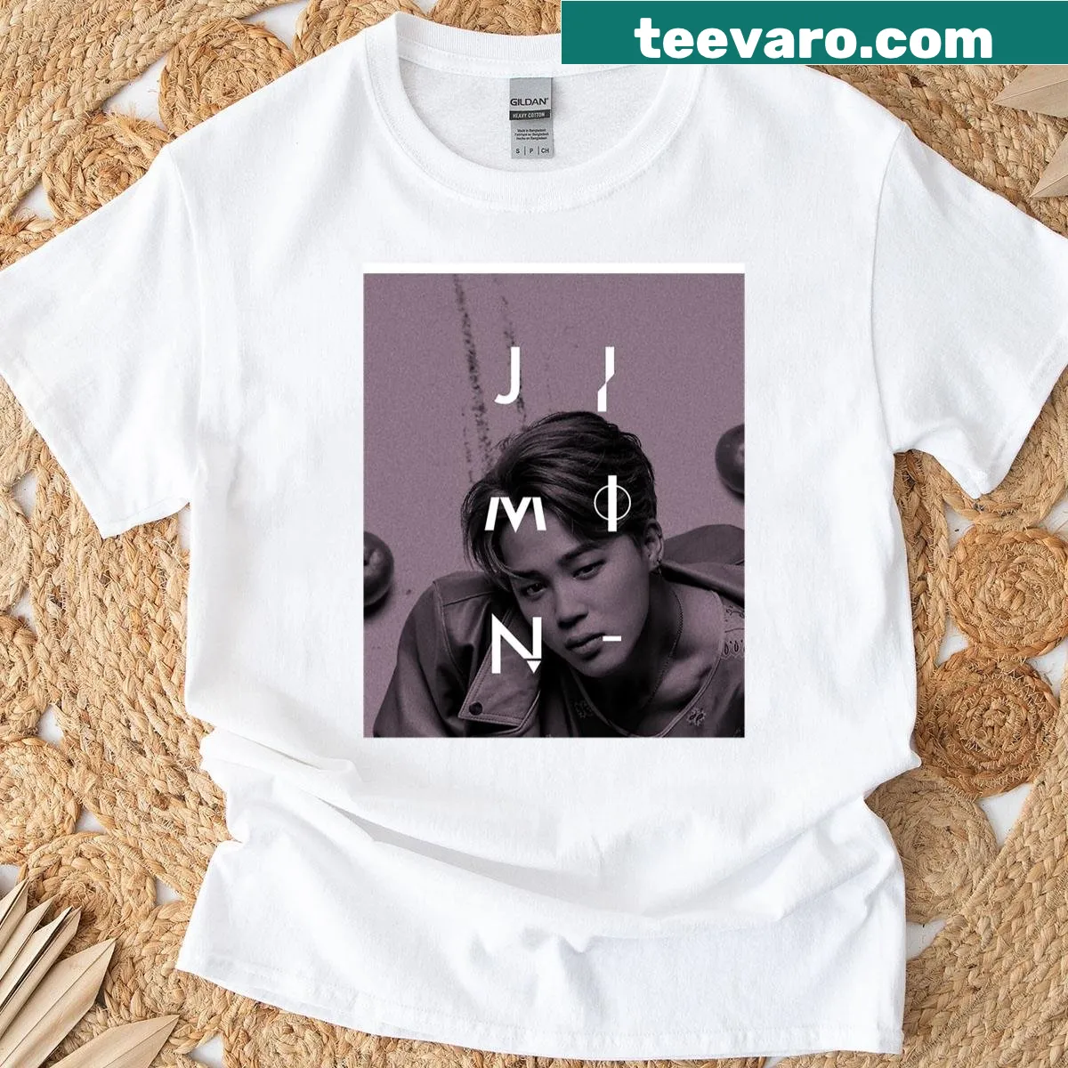 Graphic t-shirt featuring beautifully illustrated wings inspired by Jimin — on a men's t-shirt