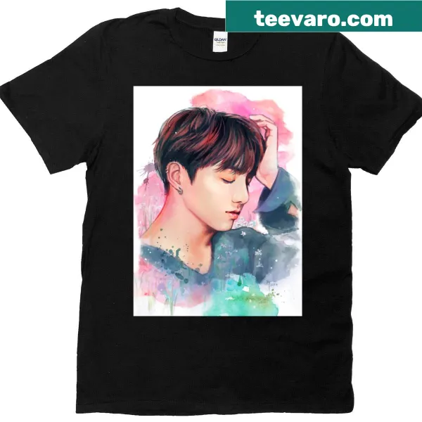 Abstract mixed media T-shirt with 'JK' design