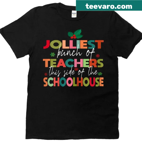 Teacher t-shirt with 'Jolliest Bunch Of Teachers' graphic
