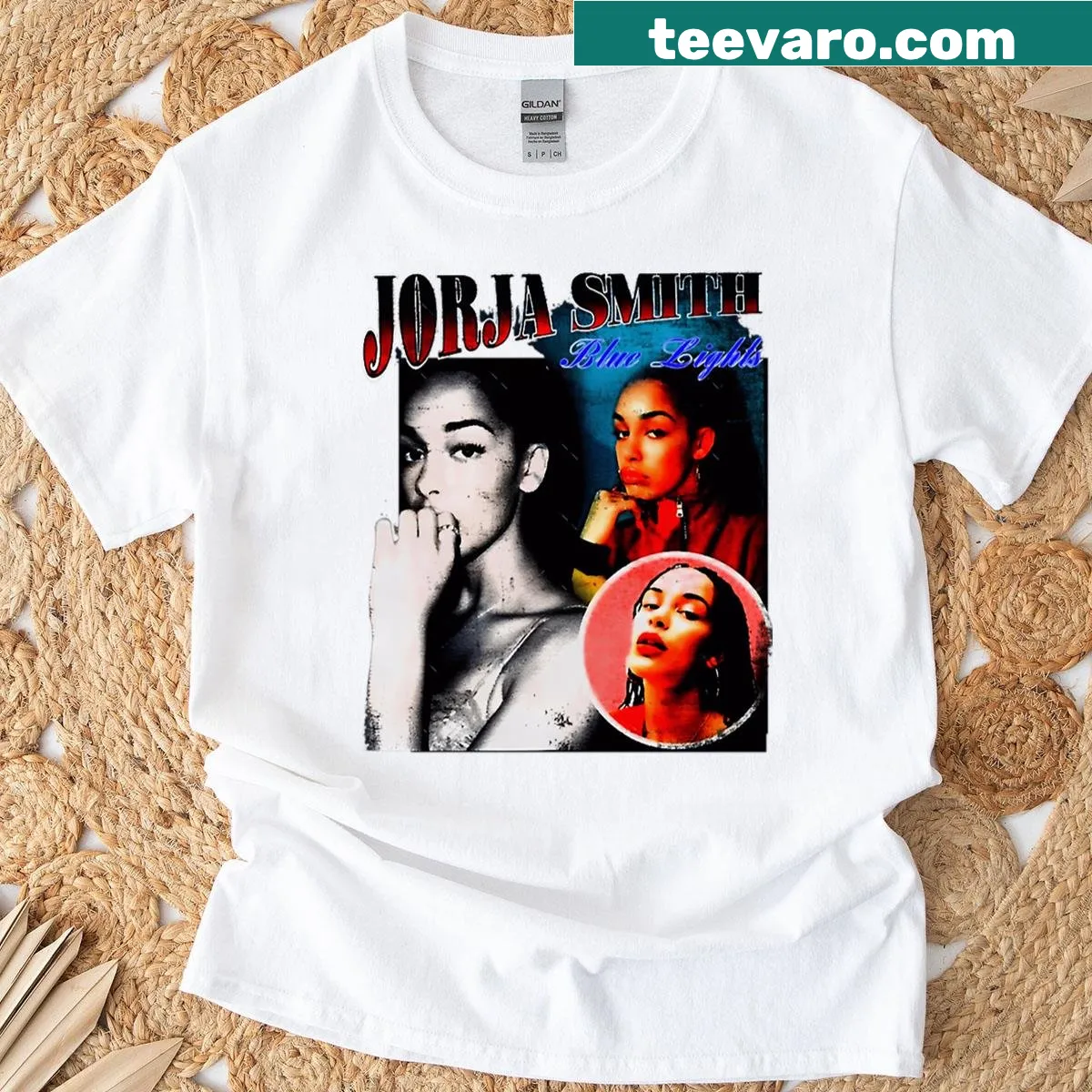 Jorja Smith Blue Lights themed funny R&B lovers T-shirt — on a men's t-shirt