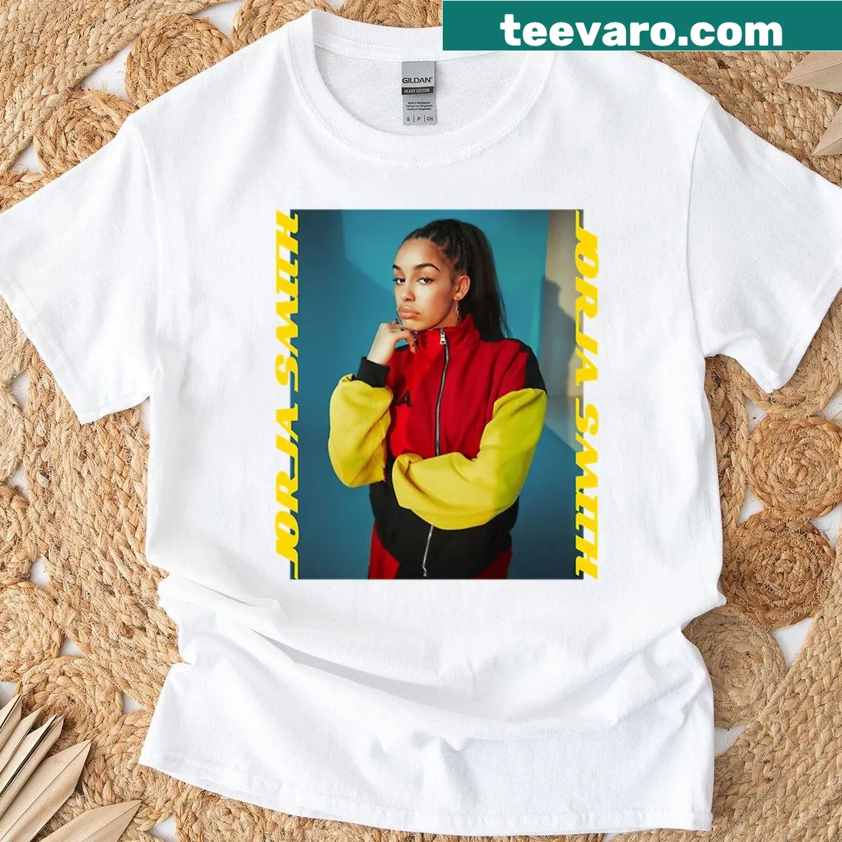 Bold portrait of Jorja Smith on a t-shirt for fans. — on a men's t-shirt