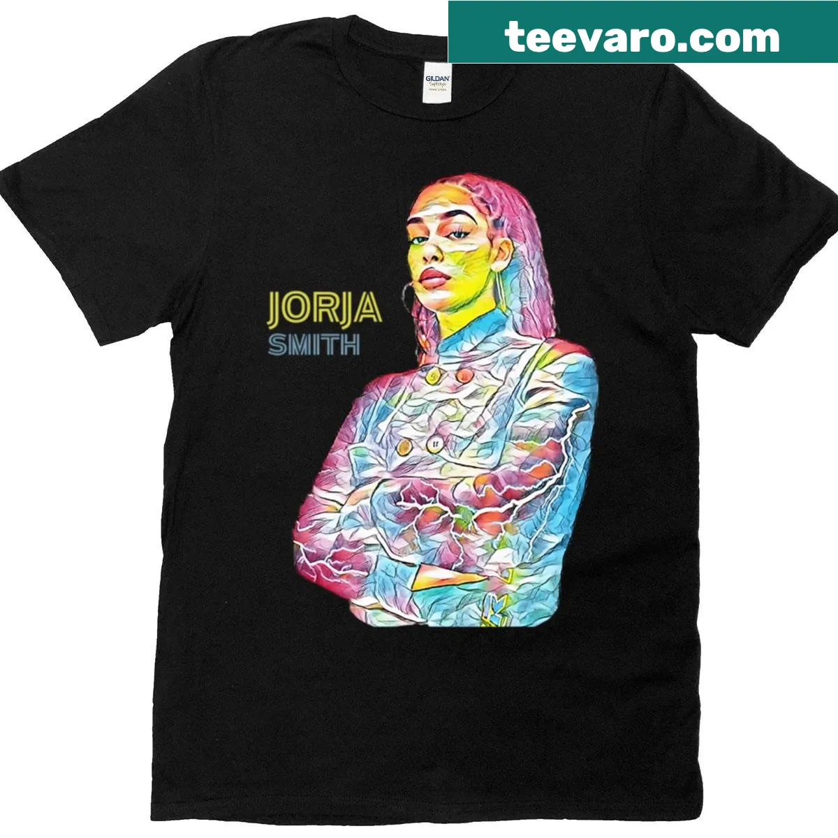 Pop art design inspired by Jorja Smith on T-shirt — on a men's t-shirt