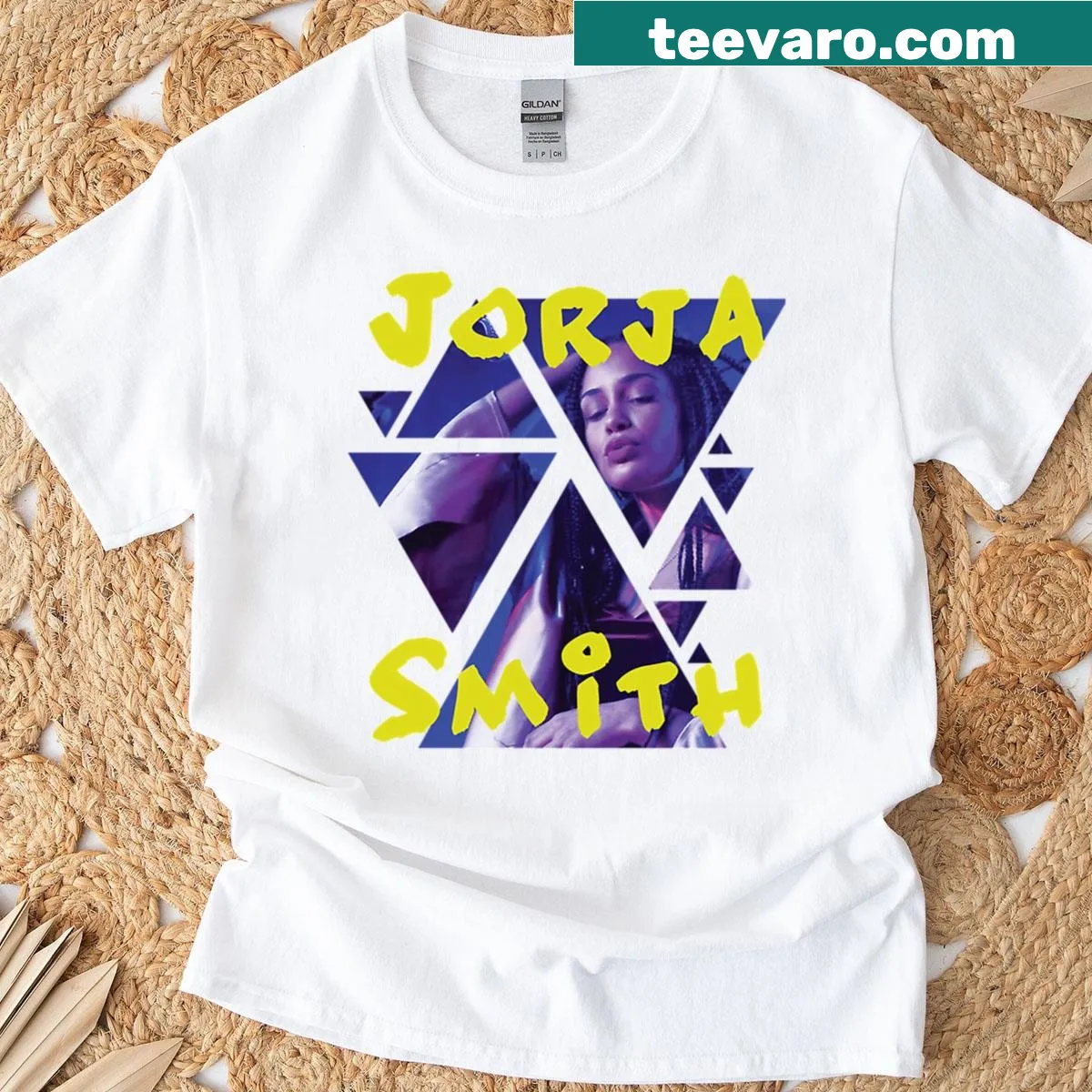 Geometric portrait of Jorja Smith on a T-shirt — on a men's t-shirt