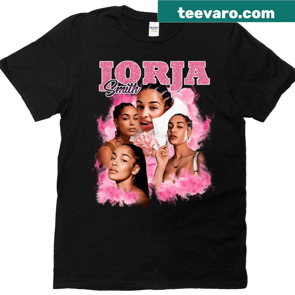 Illustrated pink rose and Jorja Smith name for R&B fans — on a men's t-shirt