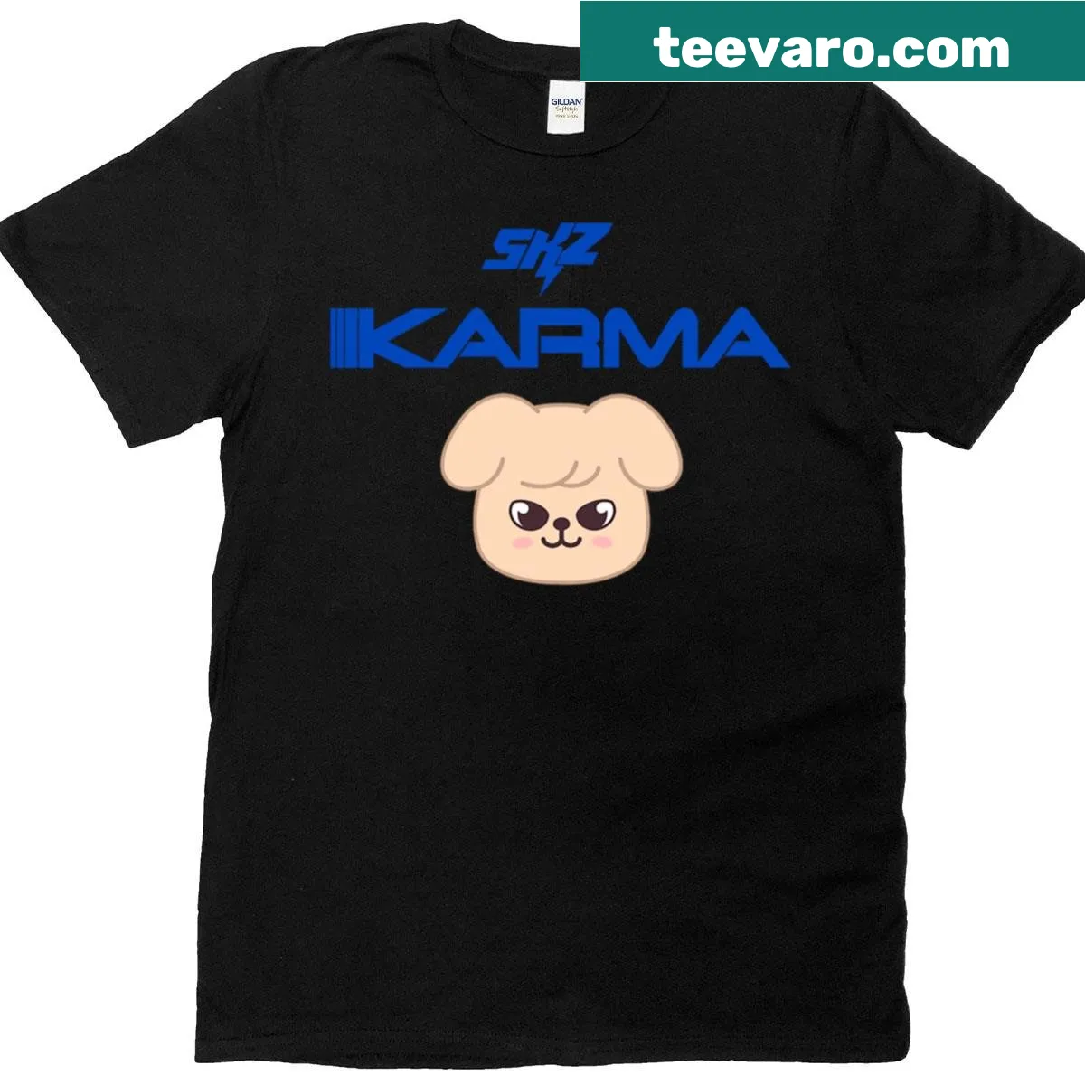 Oversized T-shirt with SKZOO Puppim Seungmin design — on a men's t-shirt