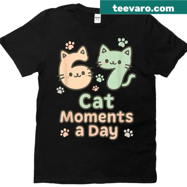 Whimsical Kawaii Cat graphic T-shirt for cat moms with meme style