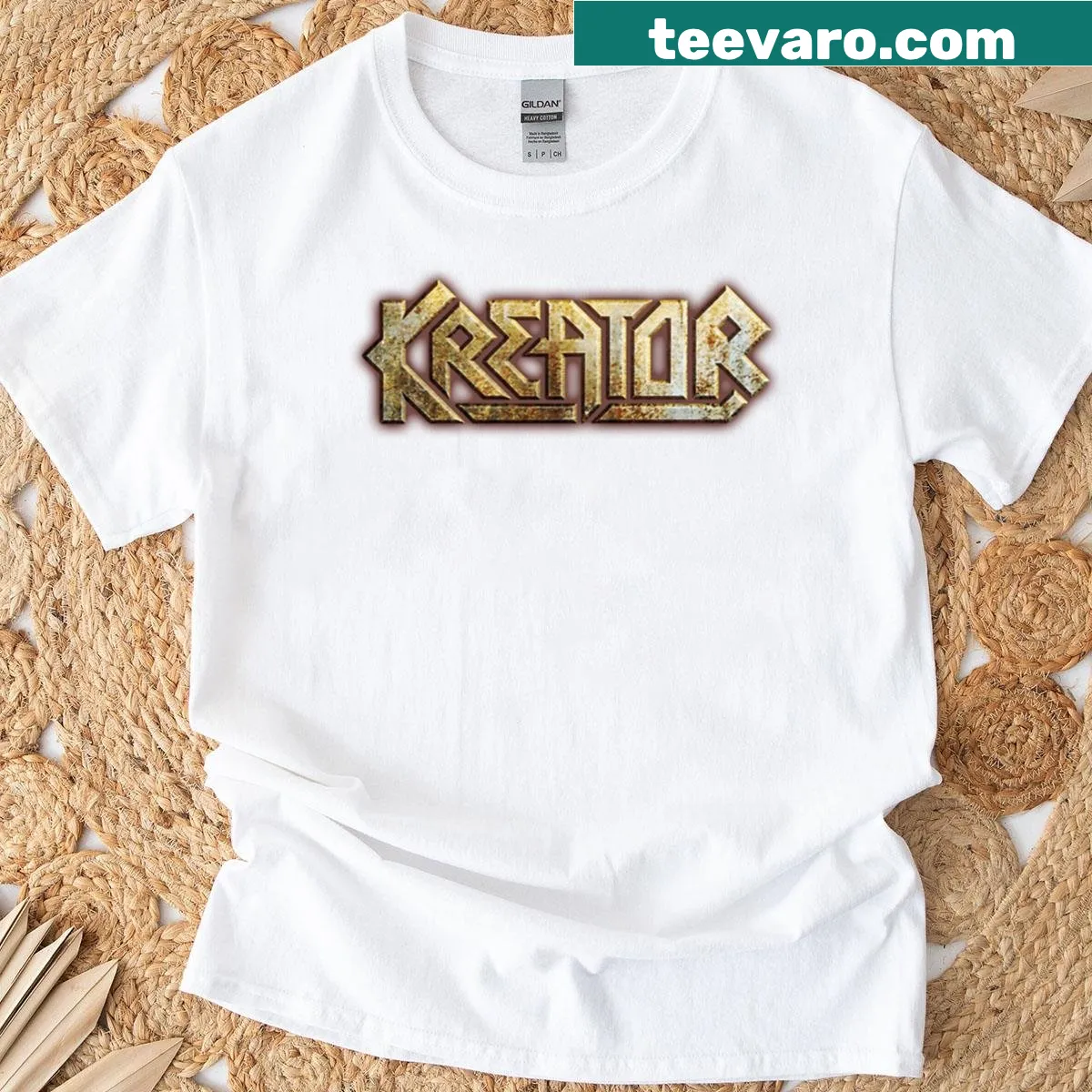 Kreator band logo graphic T-shirt featuring thrash metal artwork — on a men's t-shirt