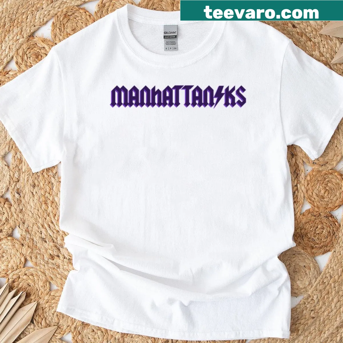 Kstate t-shirt featuring bold lightning bolt lettering — on a men's t-shirt