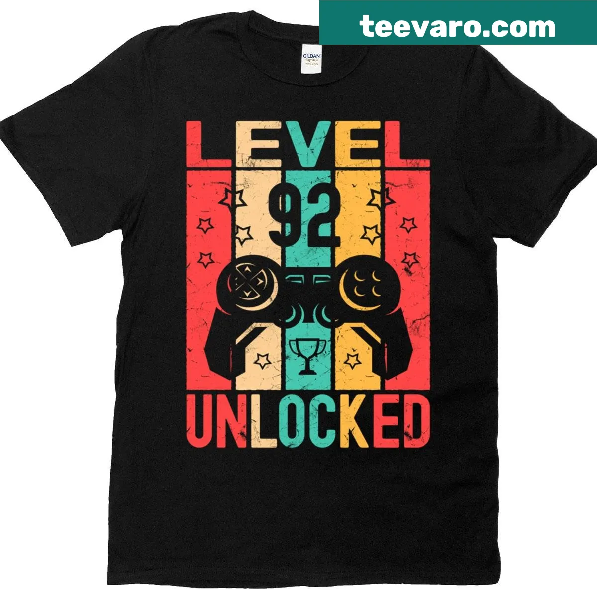Funny gaming-themed T-shirt for 92nd birthday — on a men's t-shirt