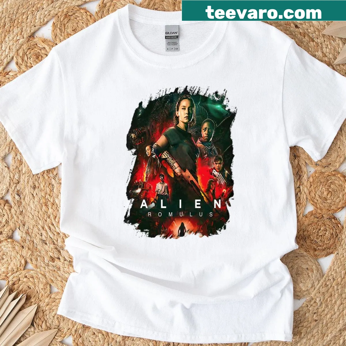 Vintage-style tee with classic horror movie logos in distressed print — on a men's t-shirt