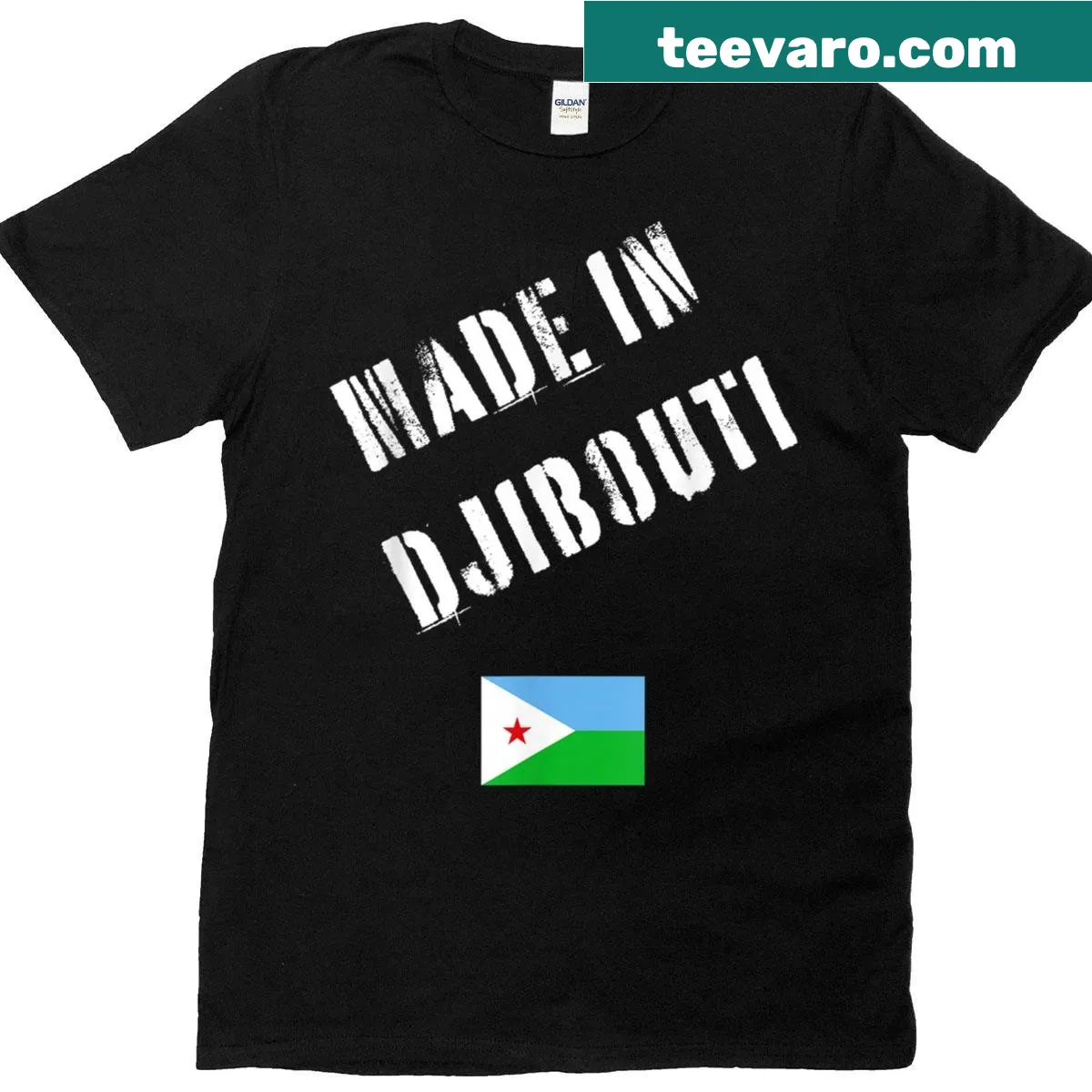 T-shirt with Djibouti flag and funny text — on a men's t-shirt