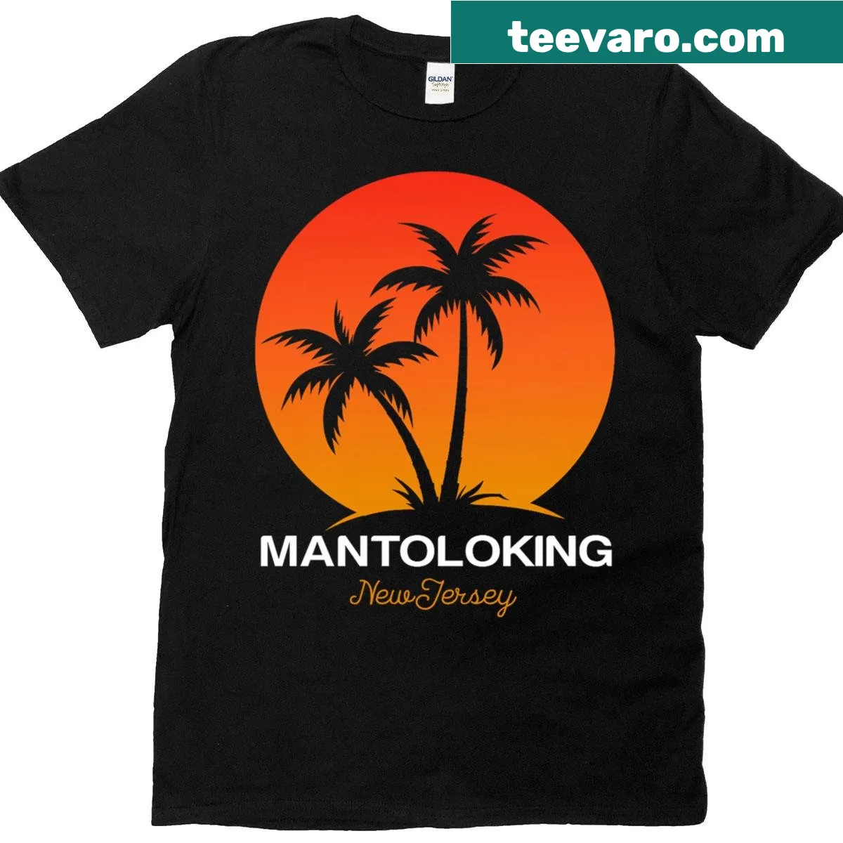T-shirt featuring Mantoloking, New Jersey themed graphics — on a men's t-shirt
