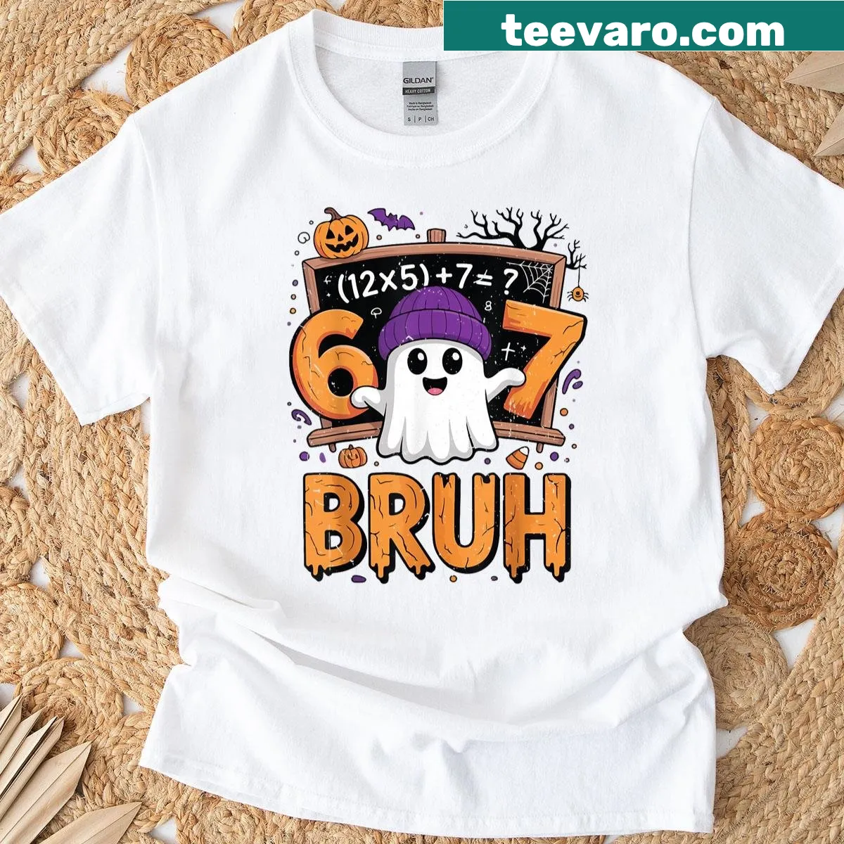 Funny math teacher t-shirt for Halloween with playful graphic — on a men's t-shirt