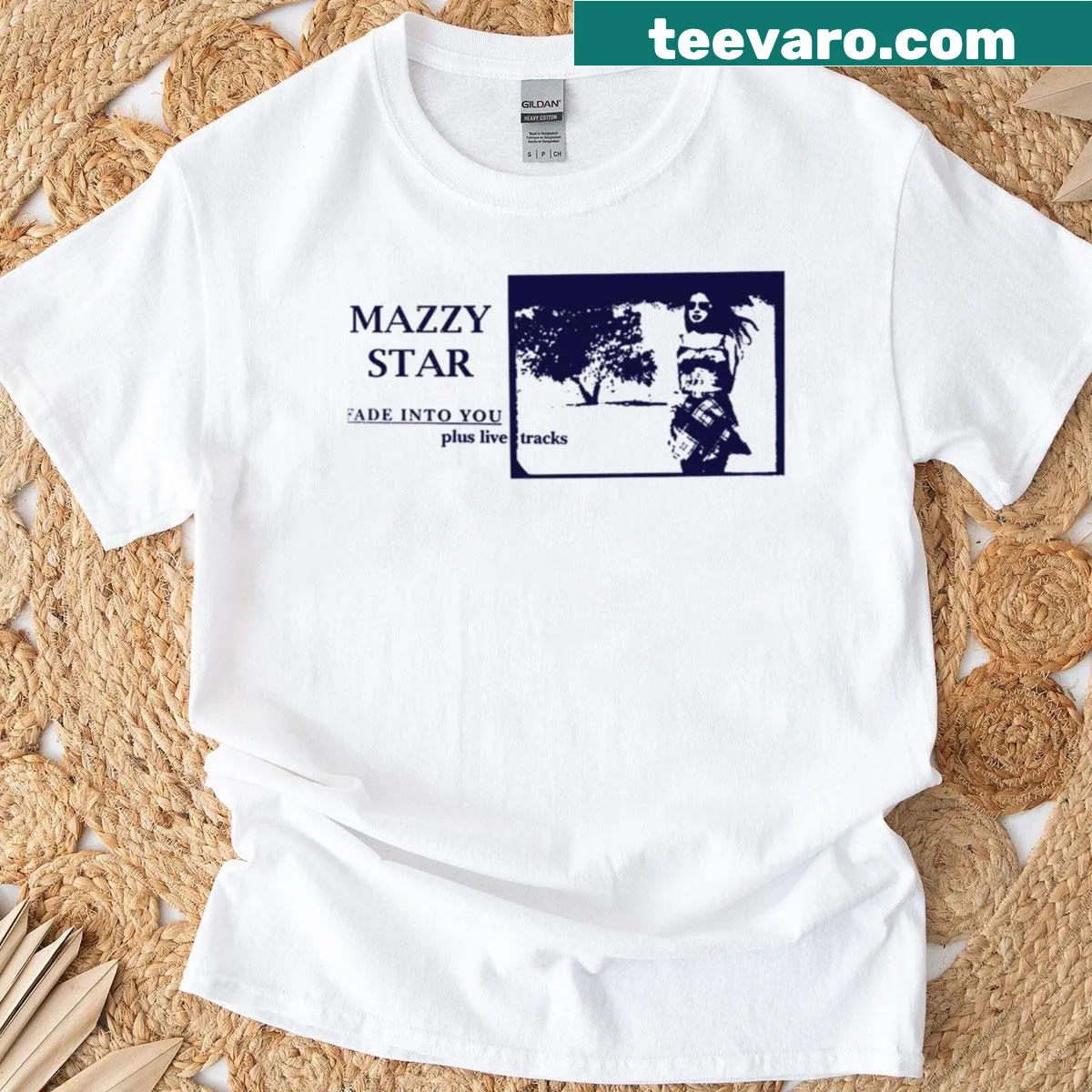 Illustrative Mazzy Star t-shirt featuring Louette Star — on a men's t-shirt