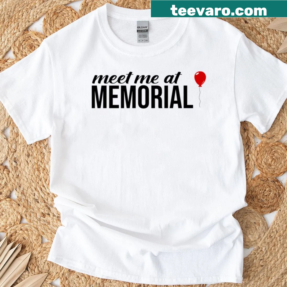 T-shirt featuring text inviting to meet at Memorial Stadium, perfect for sports fans — on a men's t-shirt